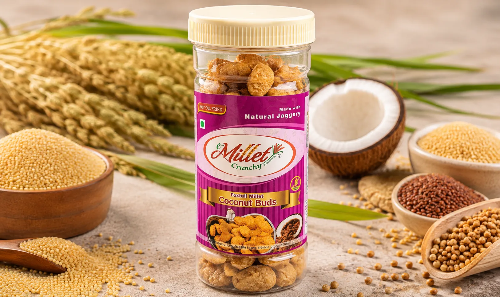 Foxtail Millet Sweet Pops - Coconut Buds (70g Jar)