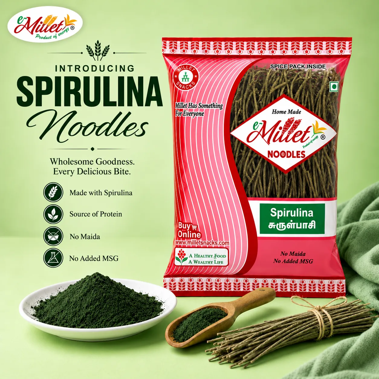 Spirulina Noodles With Masala